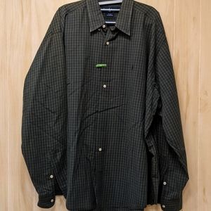 Olive Green Plaid Oxford. Polo Ralph Lauren XXL